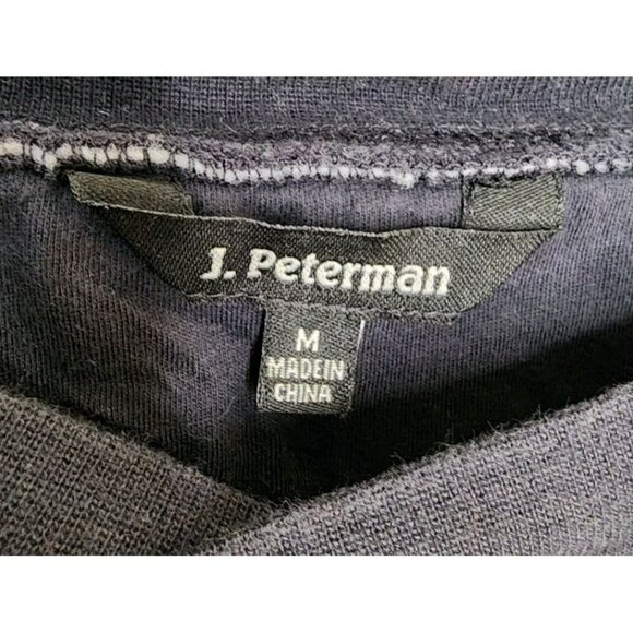 J. PETERMAN Quilted Shoulder & Elbow Pads Rugby Stripe Pullover Sweatshirt Sz M - Picture 3 of 4